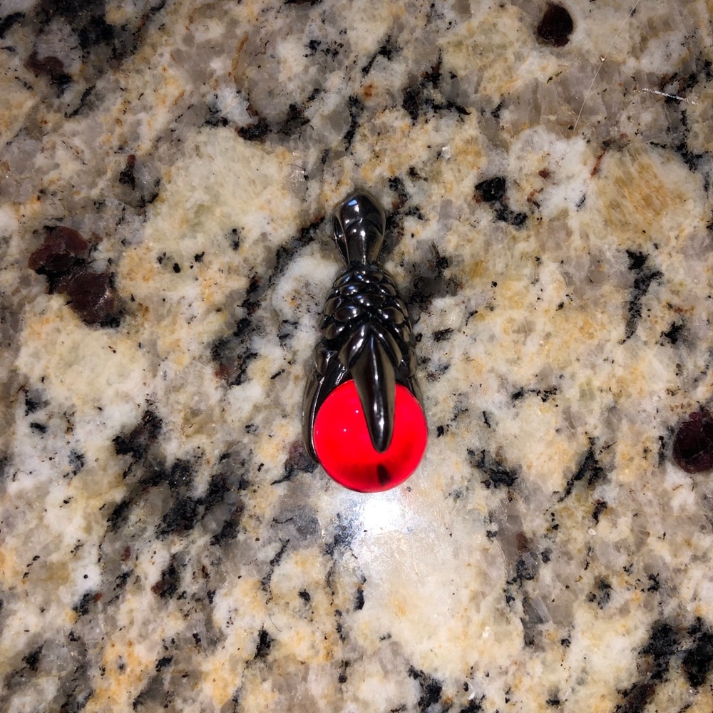 Stainless Steel Red Glass Claw Pendant Gothcore Punk
